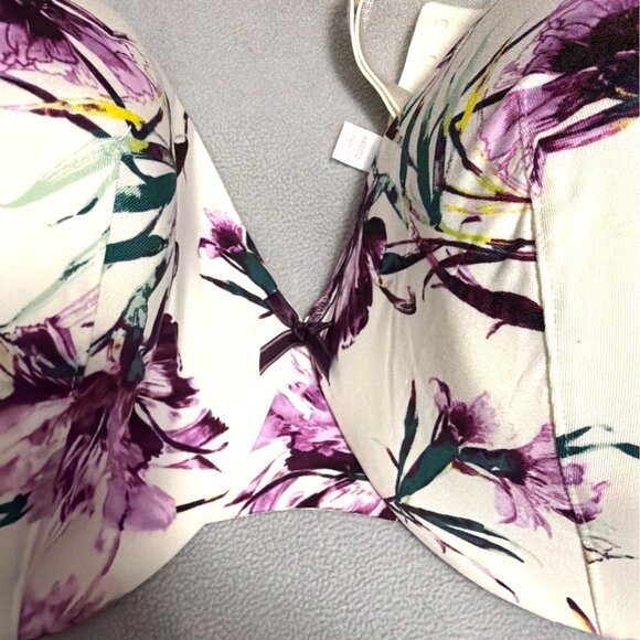 Cacique Modern Collection Lightly Lined Full Coverage Bra 44DDD Ivory Floral Pri - Picture 7 of 7